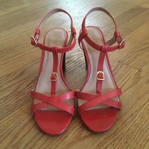 J Crew coral buckle sandals - size 6